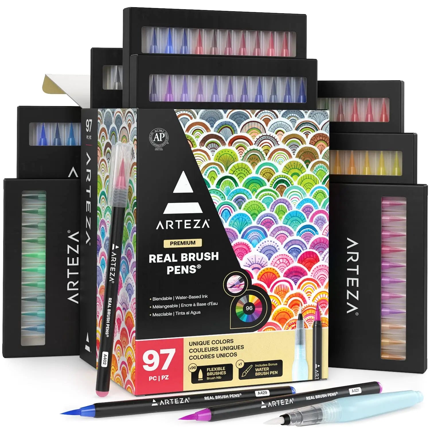 Arteza Premium Real Brush Pens Set 24, 48, or 96 Colors