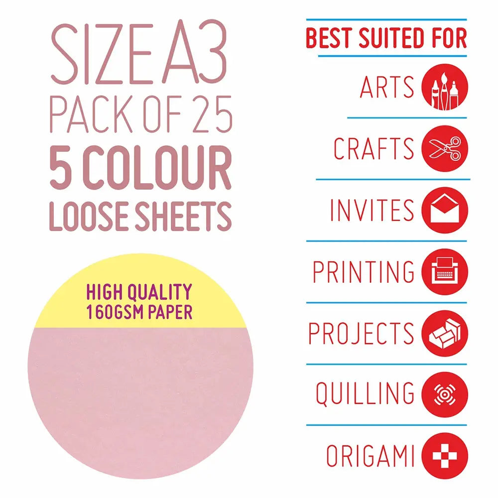 Anupam Colour Paper Pastel Shades Packet 160gsm Anupam