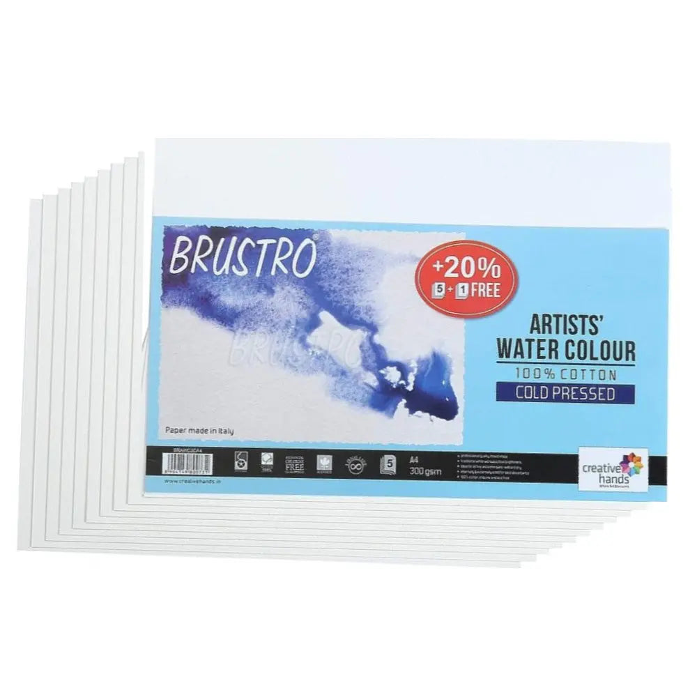 Brustro 100% Cotton Watercolour Paper Cold Pressed-300 GSM Brustro