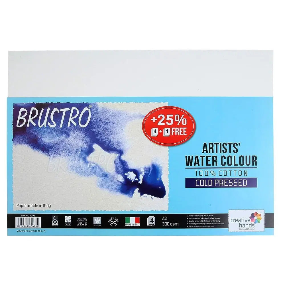 Brustro 100% Cotton Watercolour Paper Cold Pressed-300 GSM Brustro