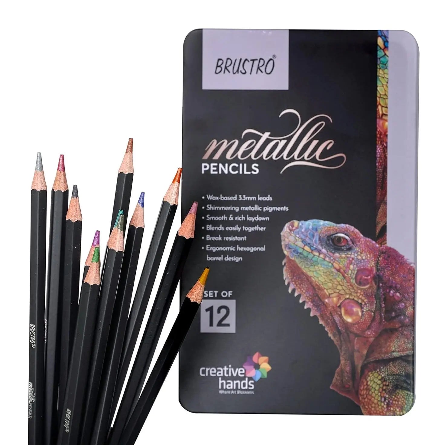 Brustro Artist Metallic Colour Pencil Set of 12 Shades Brustro