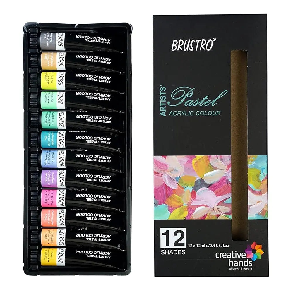 Brustro Pastel Acrylic Paints Set of 12 Shades x 12ml Brustro