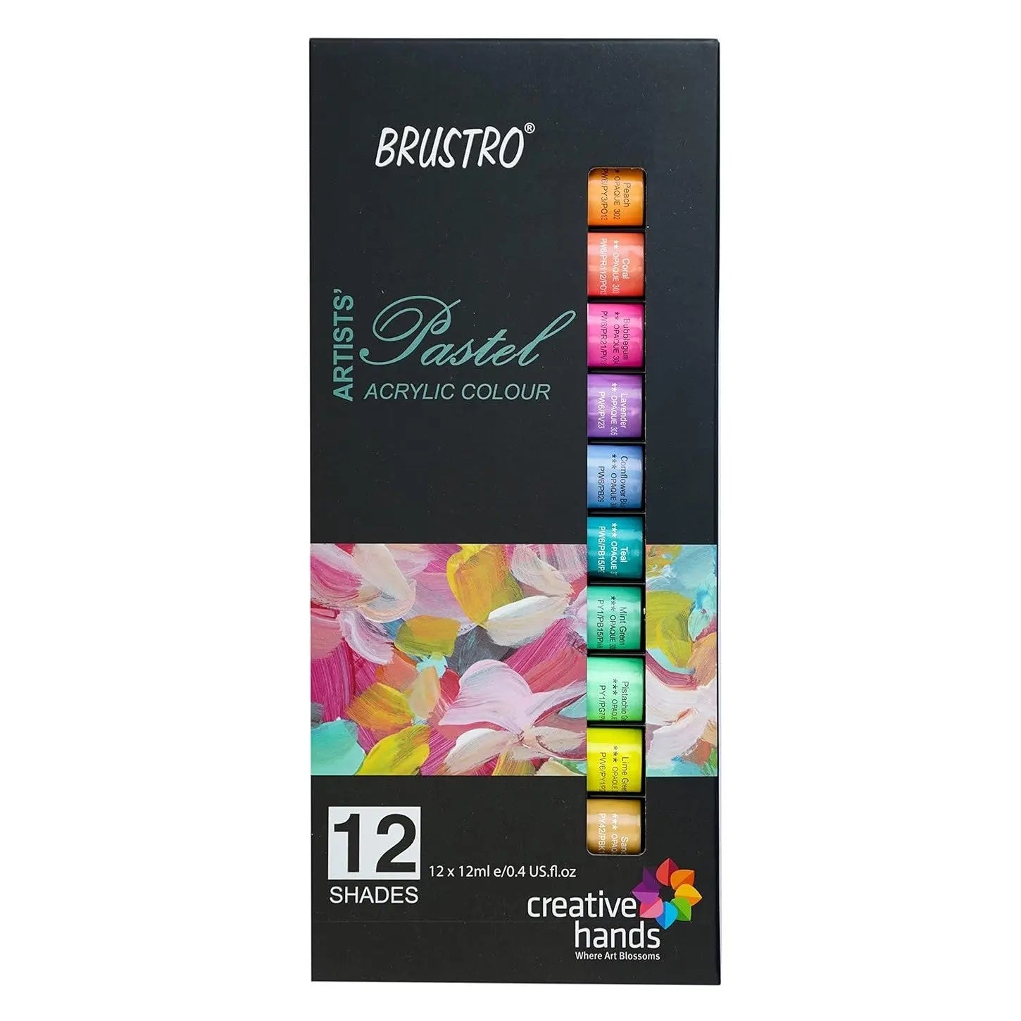 Brustro Pastel Acrylic Paints Set of 12 Shades x 12ml Brustro