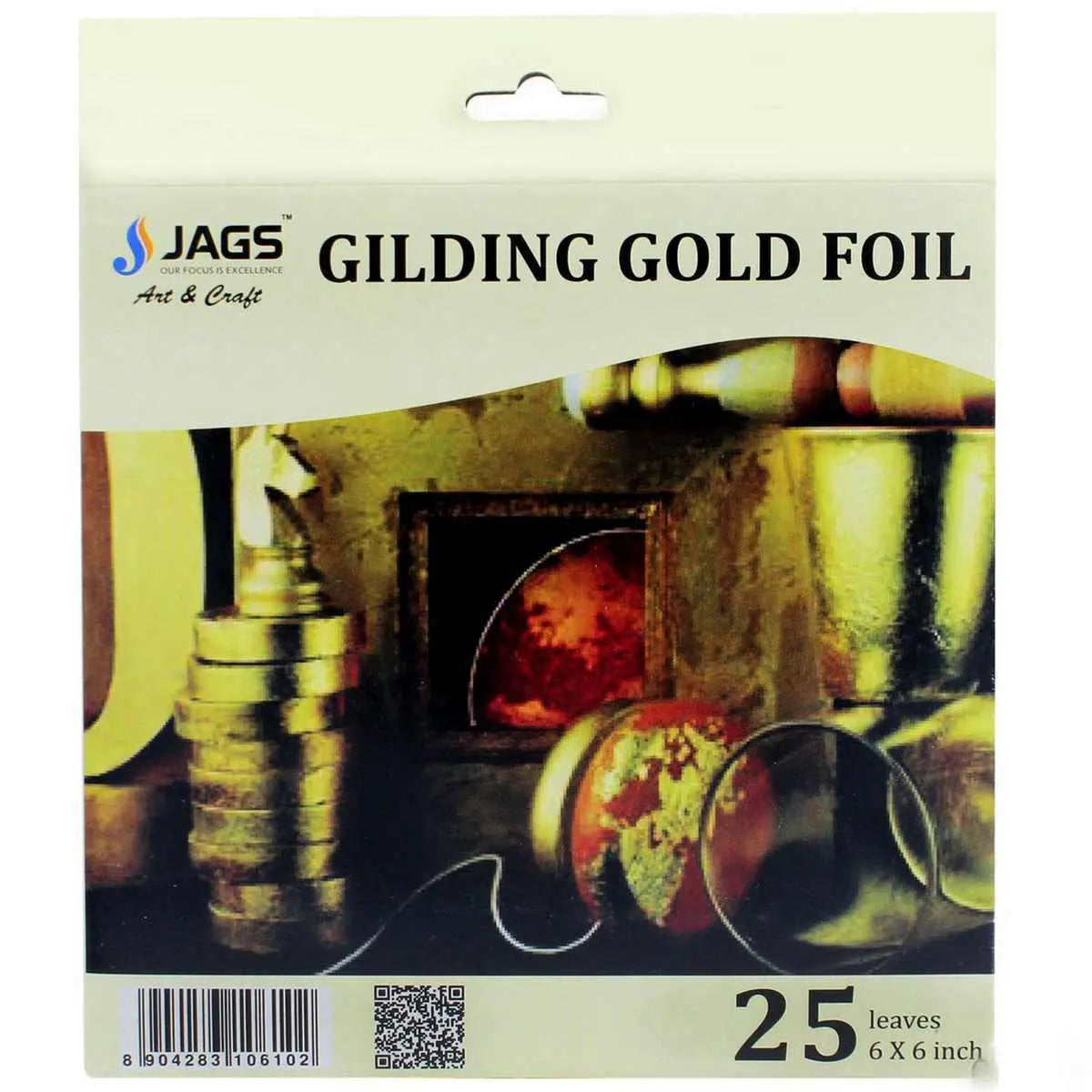 Jags Gilding Gold Foil Paper for Gold Leafing (Pack of 25 Sheets) (6x6 Inch) Jags