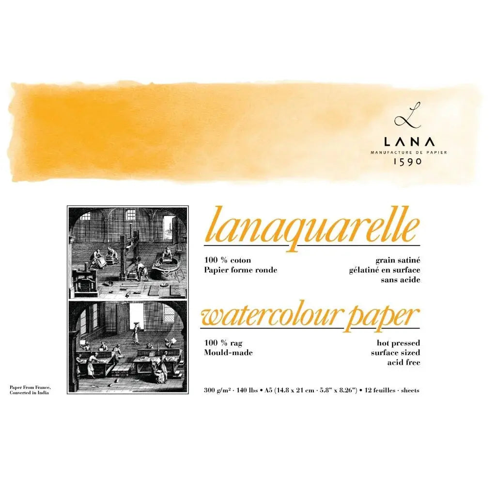 Lana Artists' Watercolour - Lanaquarelle Natural White 300 gsm 100% Cotton Paper Pad Lana