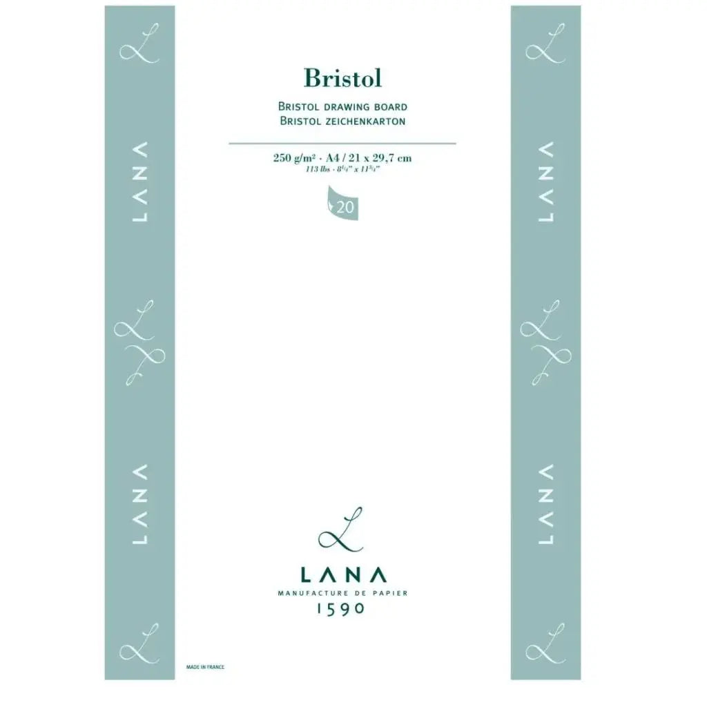 Lana Bristol Extra White Ultra Smooth 250GSM Paper,Short Side Glued Pad,20SHT(Loose) Lana