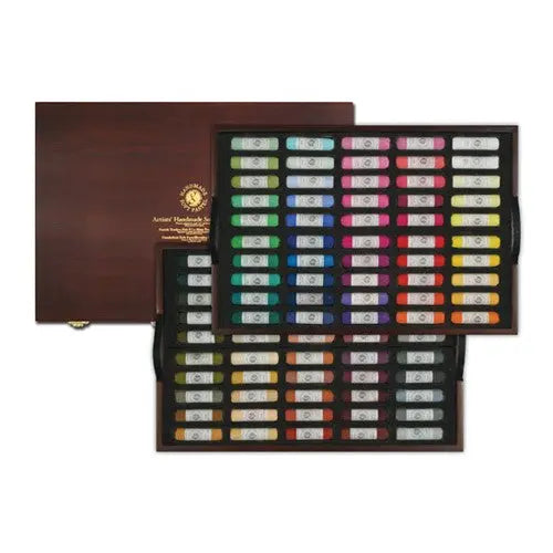 Mungyo Gallery Handmade Soft Pastels, Set of 100 Assorted Colors In Wooden Travel Case, Portrait Selecton Canvazo
