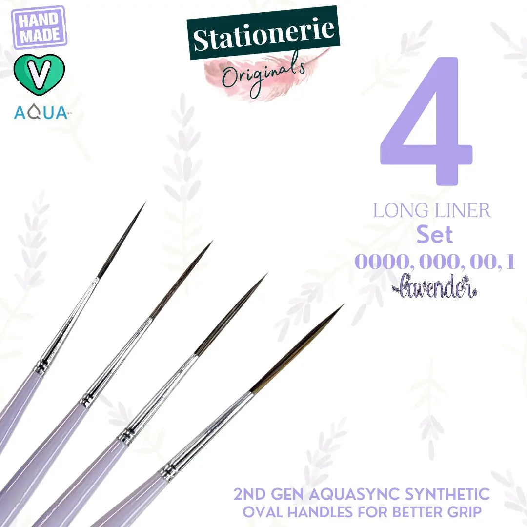 Stationerie Signature Vegan Handmade Long Bristle Liner Set Of 4 (2nd Gen) Stationerie