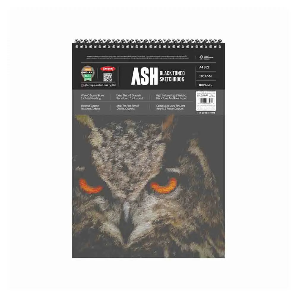 Anupam Ash Black Toned Sketchbook Cartridge Paper 180 GSM - Wireo Anupam