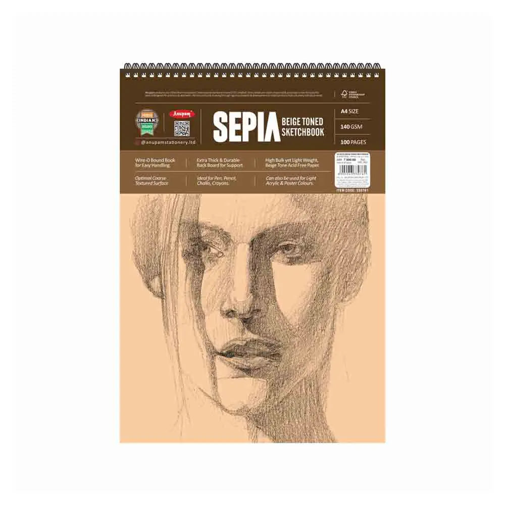 Anupam Sepia (Beige) Toned Sketchbook -140 GSM - Wireo Book Anupam