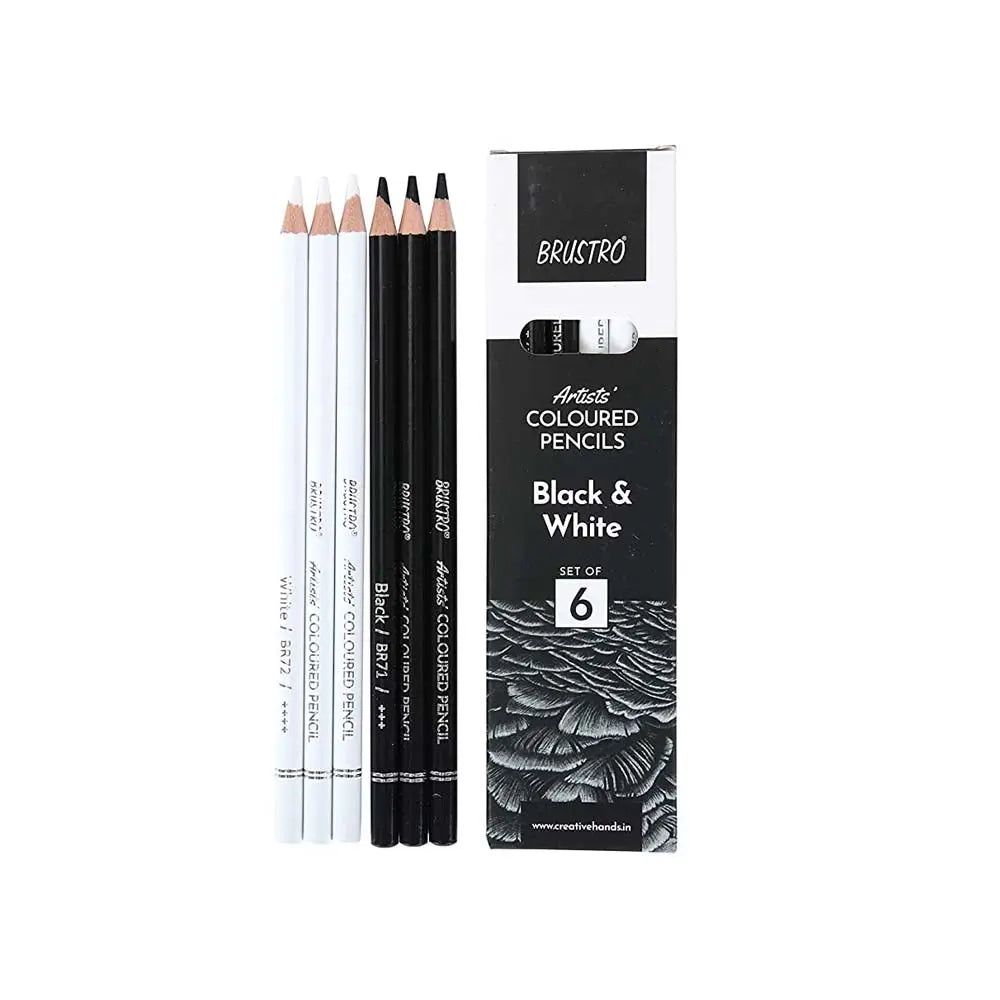 Brustro Artist Coloured Pencils Black and White Set of 6 - Inside View
