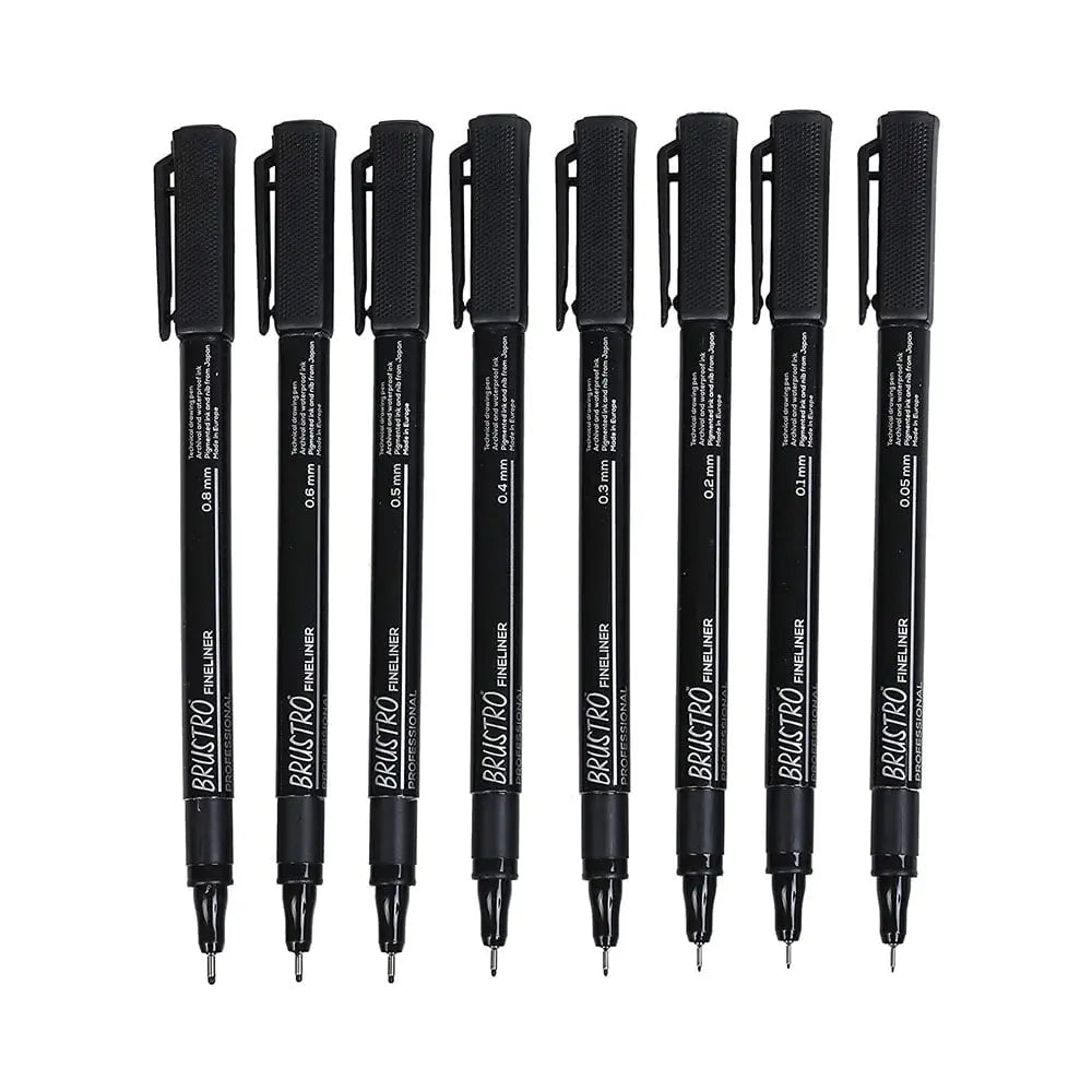 Brustro Fineliner Professional Pen Black Assorted Set Brustro