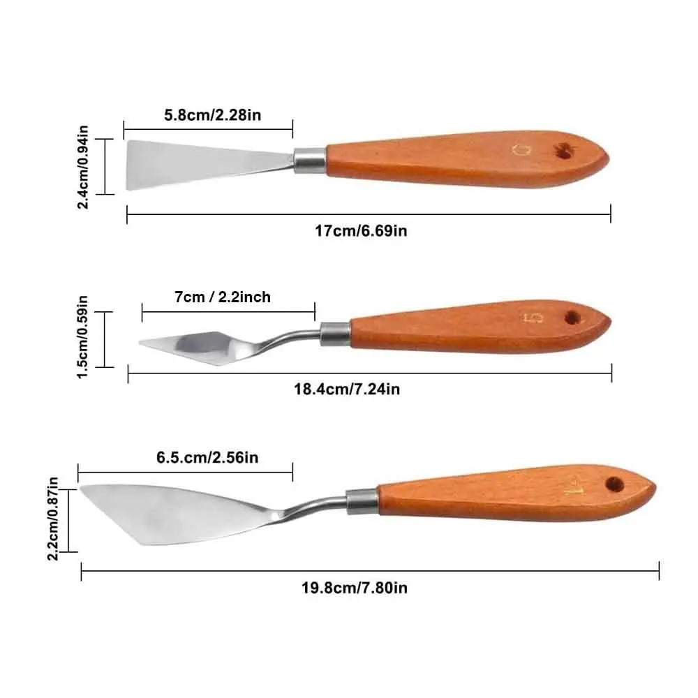 Canvazo 3 Pcs Stainless Steel Artists Palette Knife Spatula Canvazo
