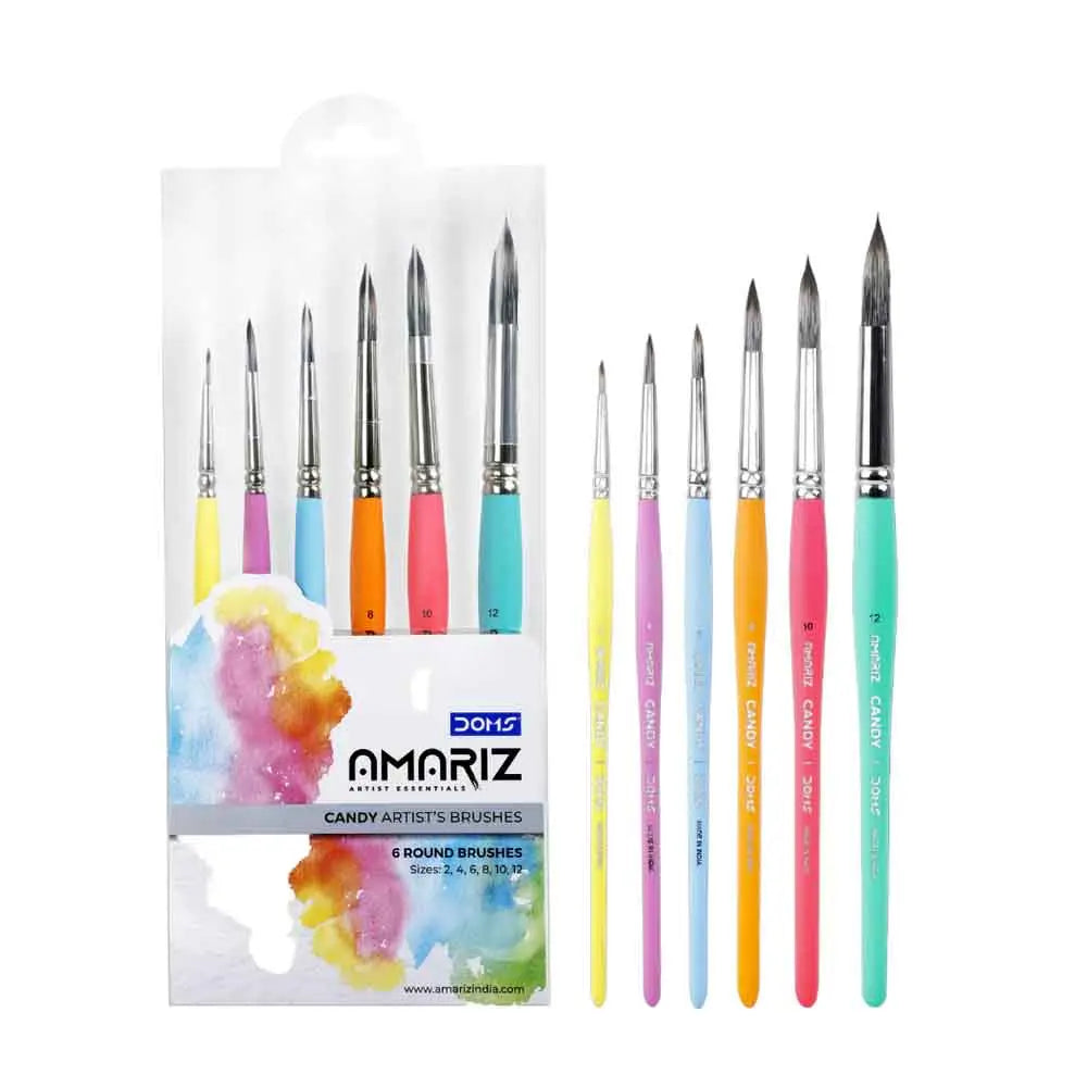 DOMS Amariz Candy Artist's Brushes Set of 6 Round Brushes Canvazo