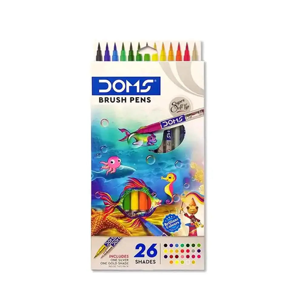 DOMS 14 Shades Brush Pen Box Pack Brush Tip Nib Sketch Pens  - Brush Pen