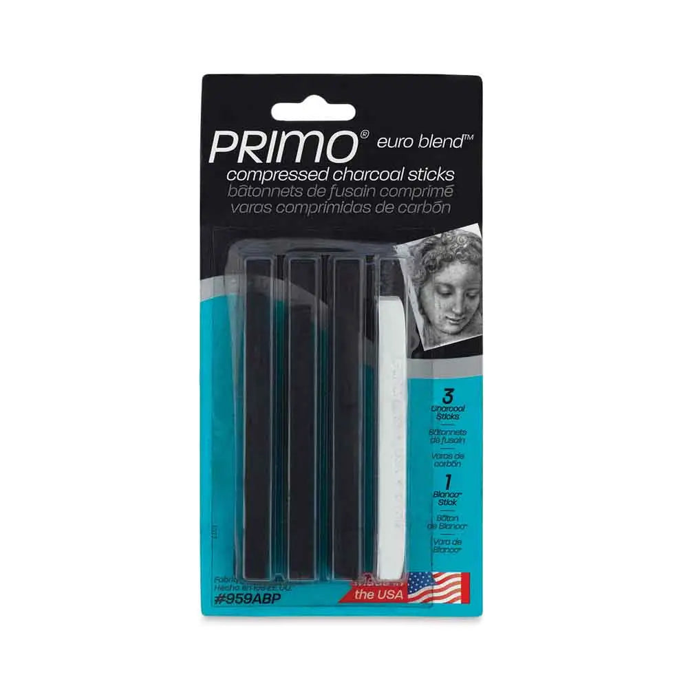 General'S Primo Euro Blend Compressed Charcoal Sticks - (Hb, B, 3B, And White) Generals