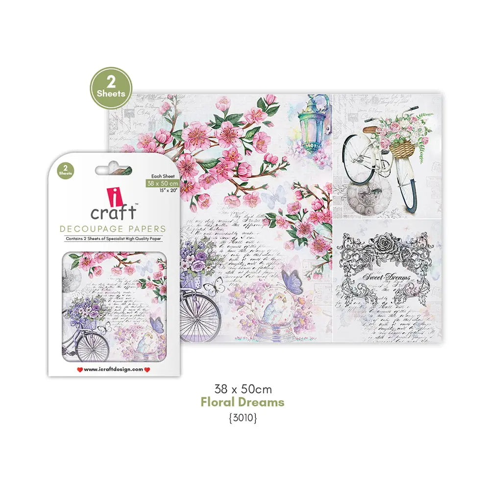 ICRAFT DECOUPAGE PAPERS- FLORAL DREAMS 15