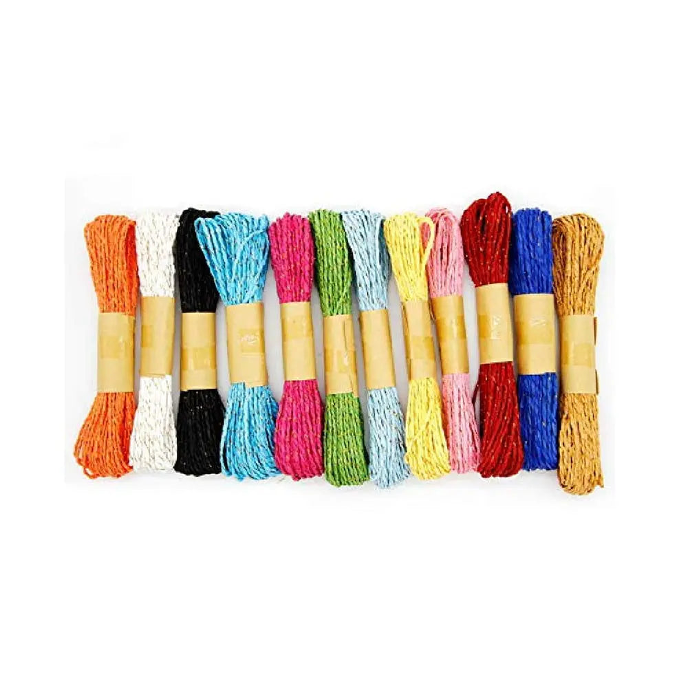 Jags Paper Rope Colour Small Glitter (12 Assorted Colours) Jags