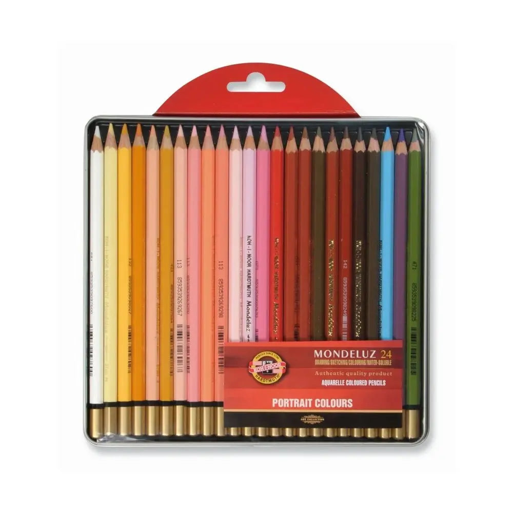 Kohinoor Hardtmuth Mondeluz  Aquarelle Coloured Pencils - Portrait Colours Pencils Set Of 24 In Tin Box Kohinoor