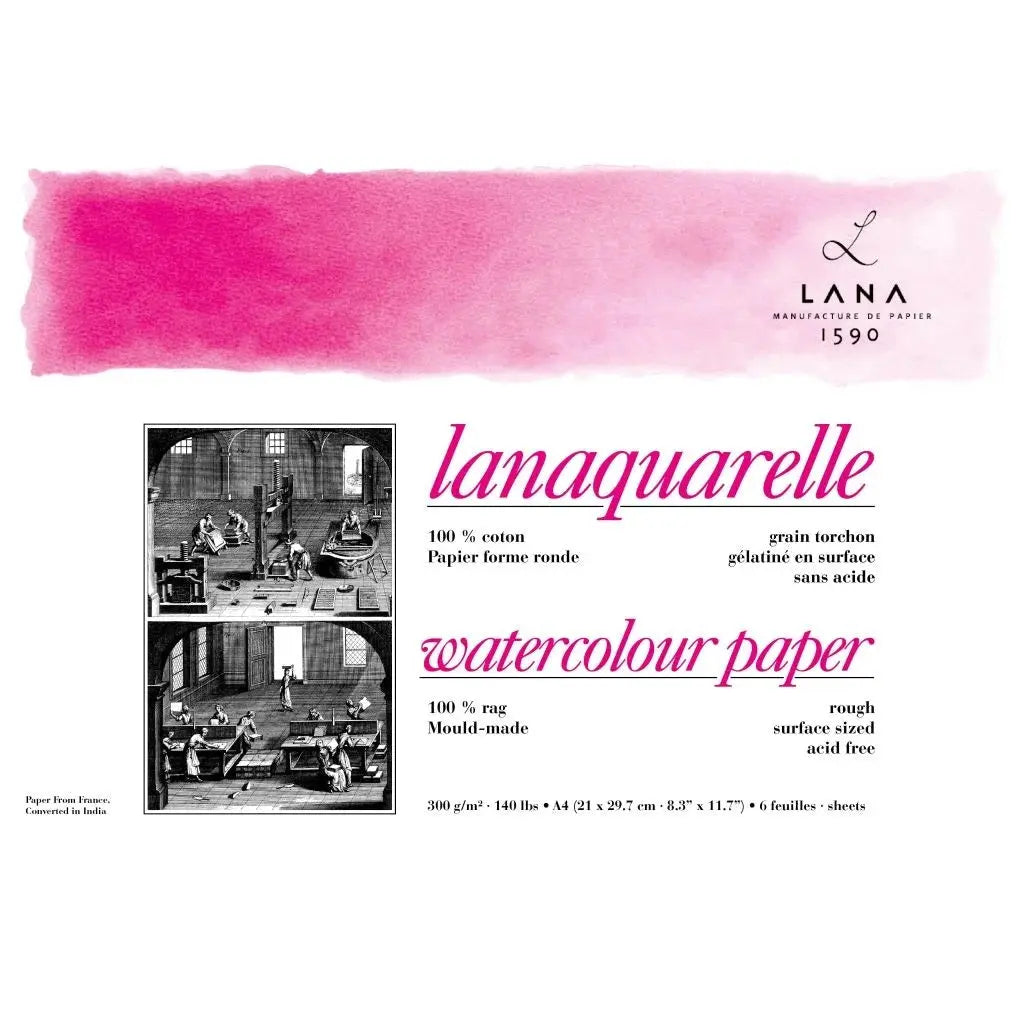 Lana Artists' Watercolour - Lanaquarelle Natural White 300 gsm 100% Cotton Paper Canvazo