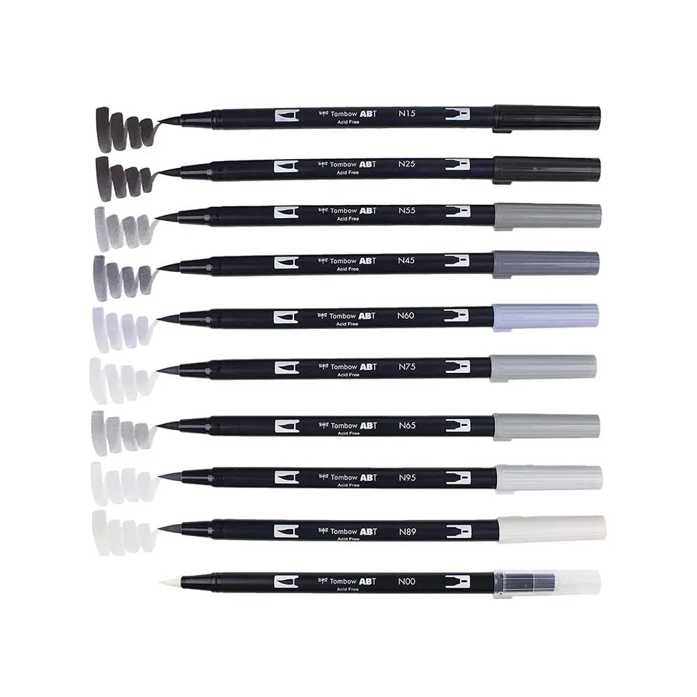 Tombow Dual Brush Pens Colour  Set - Grayscale Palette Tombow