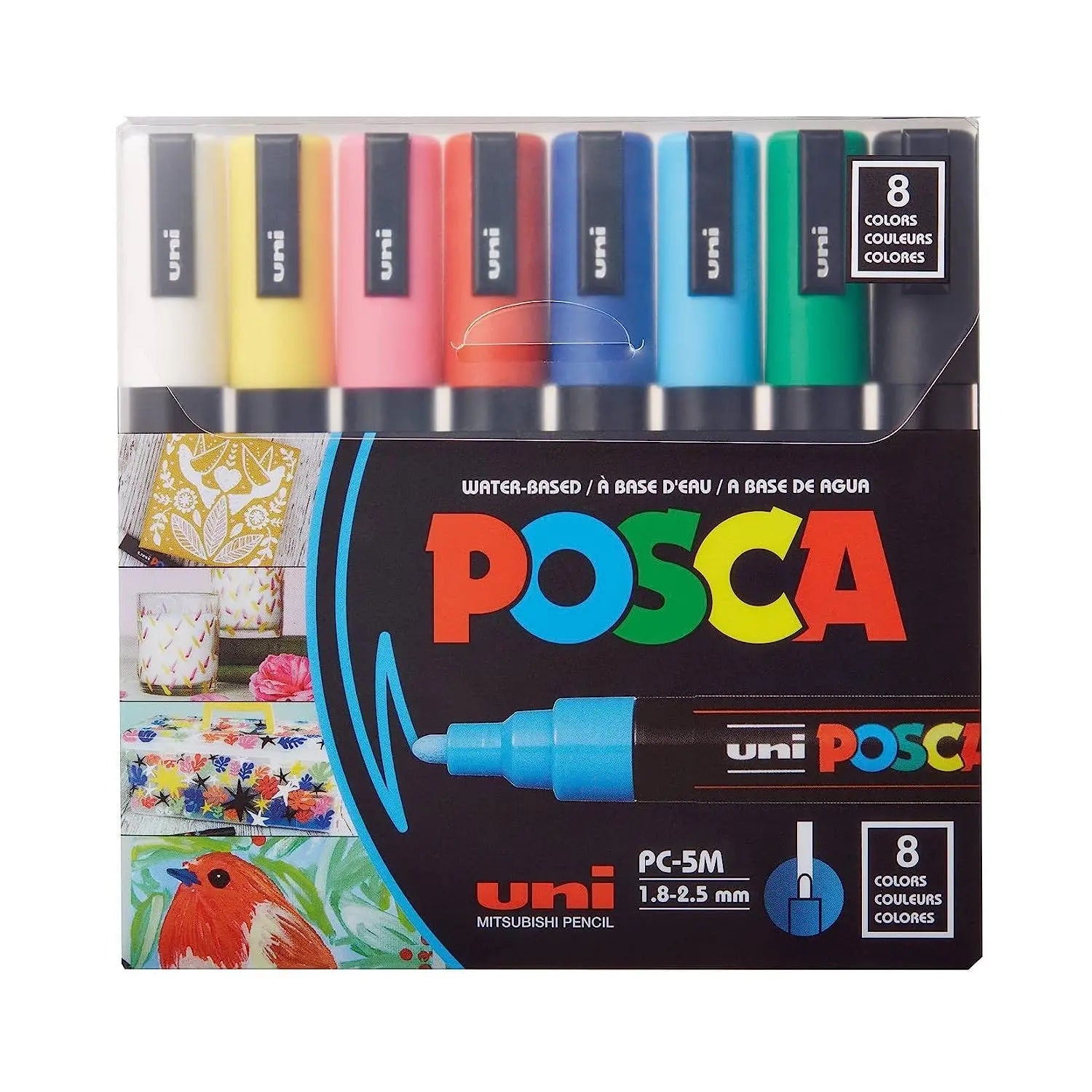 POSCA Extra Fine PC-1M Art Paint Marker Pens Pack of 2 Drawing Poster  Coloring Markers Black & White Metal Glass Stone Canvas 