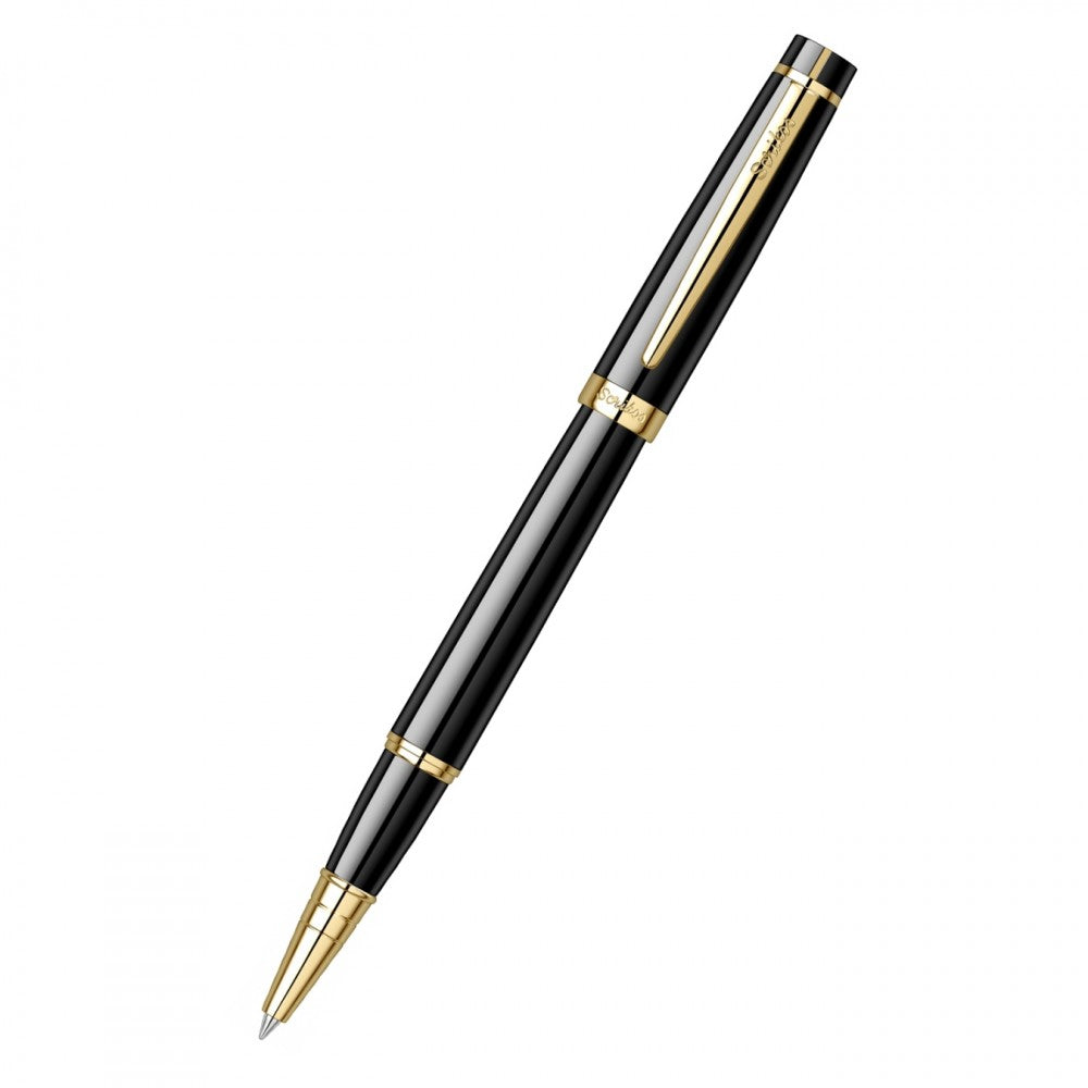 Scrikss | Honour 38 | Glossy Black | Roller Ball Point Pen | Gold Trims Scrikss
