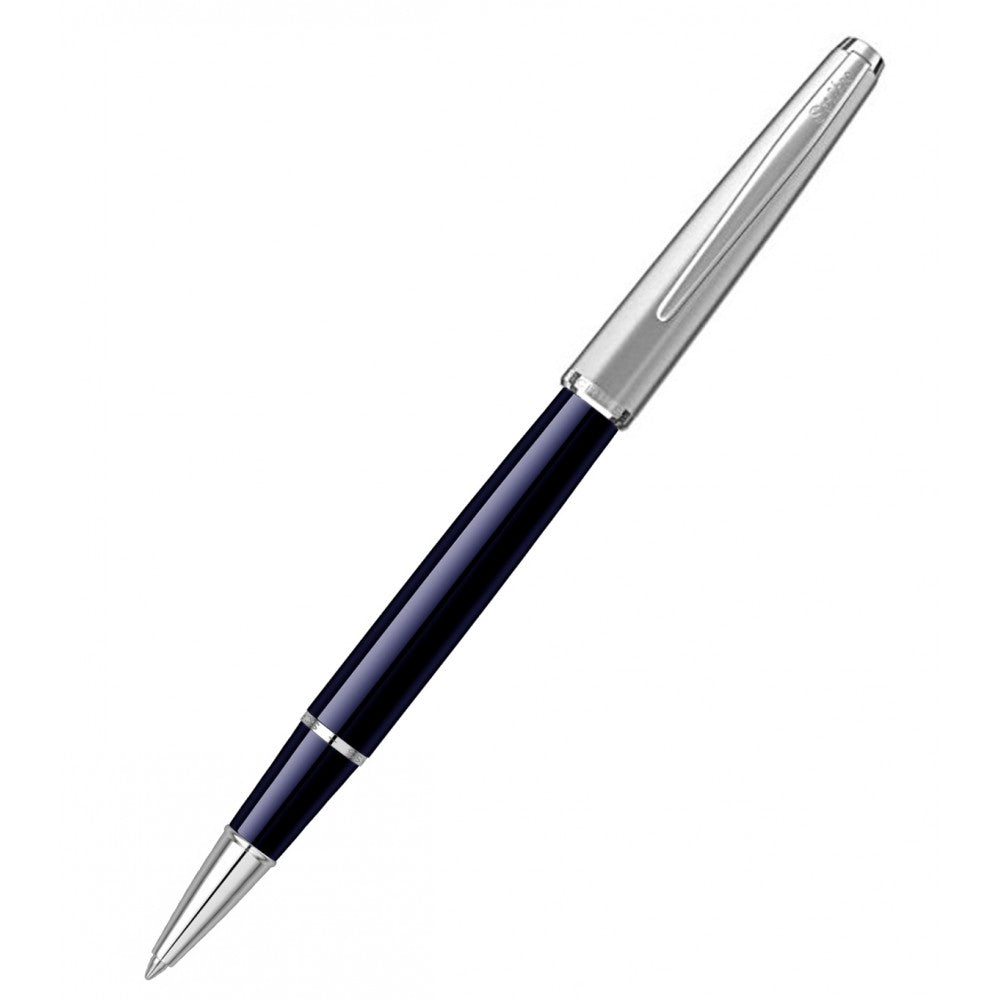 Scrikss | Metropolis Blue Barrel | Chrome Finish Cap | Roller Ball Point Pen Scrikss