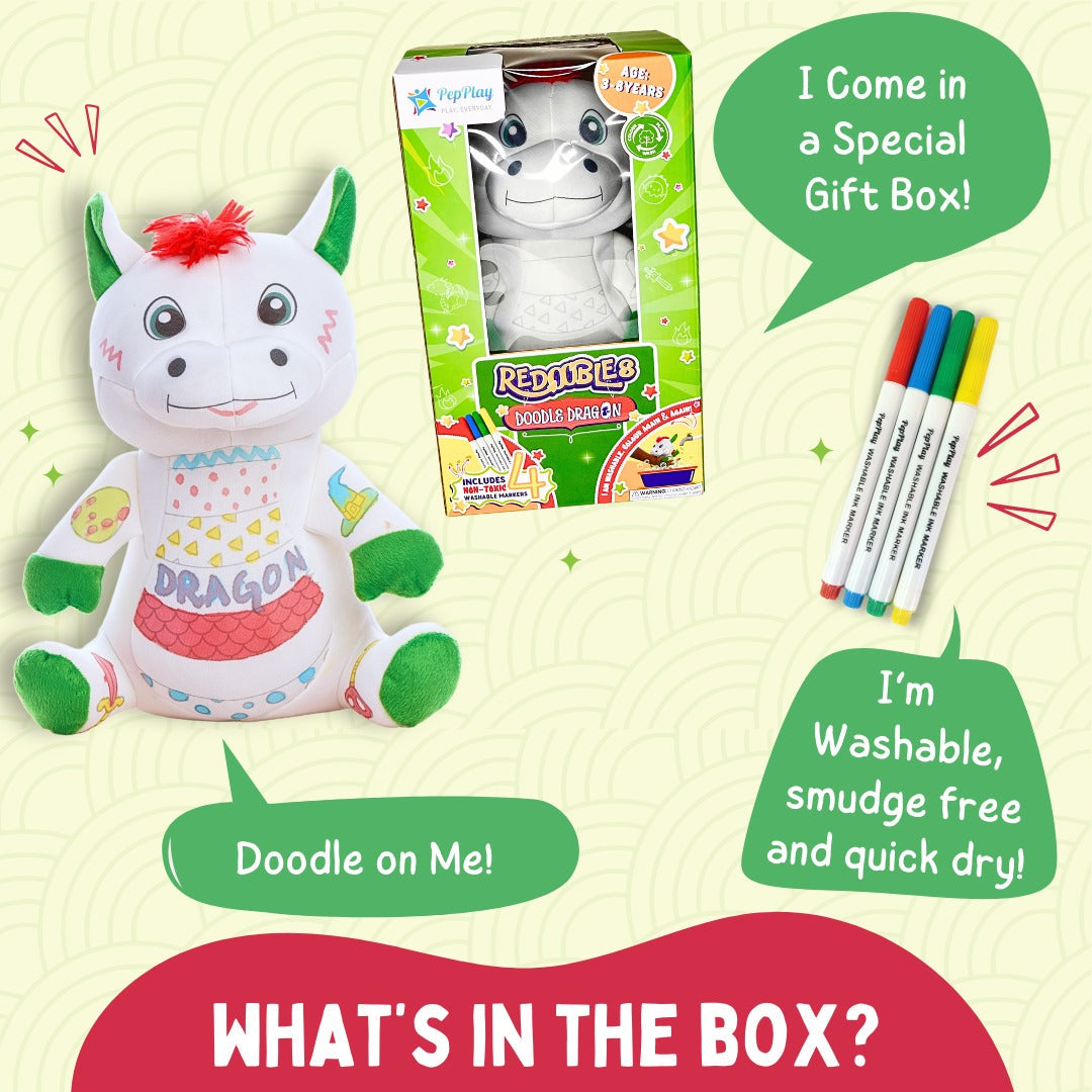 PepPlay Redoobles Doodle Dragon | Wash, Colour & Reuse Fun | 3+ Years
