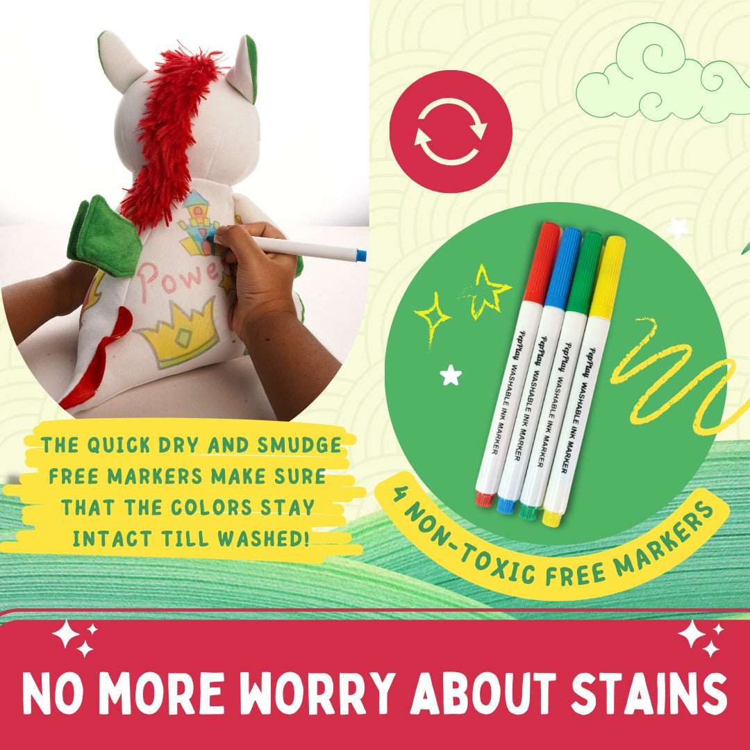 PepPlay Redoobles Doodle Dragon | Wash, Colour & Reuse Fun | 3+ Years
