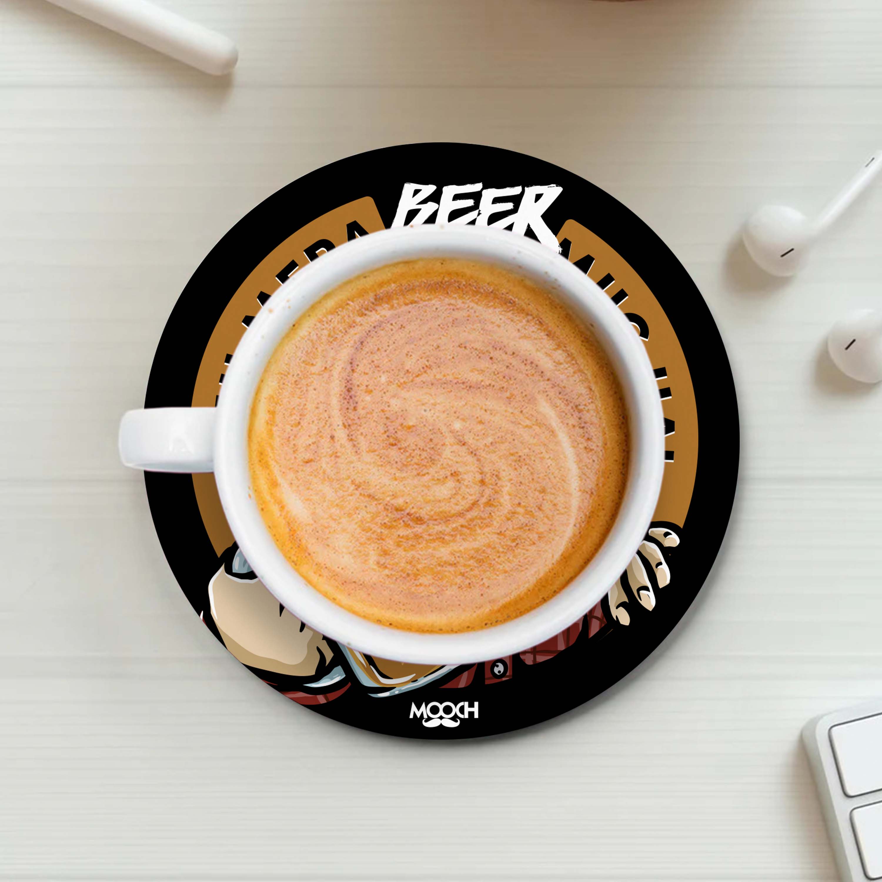 Mooch Magnetic Coaster - Yeh Mera Beer Mug Hai Mooch