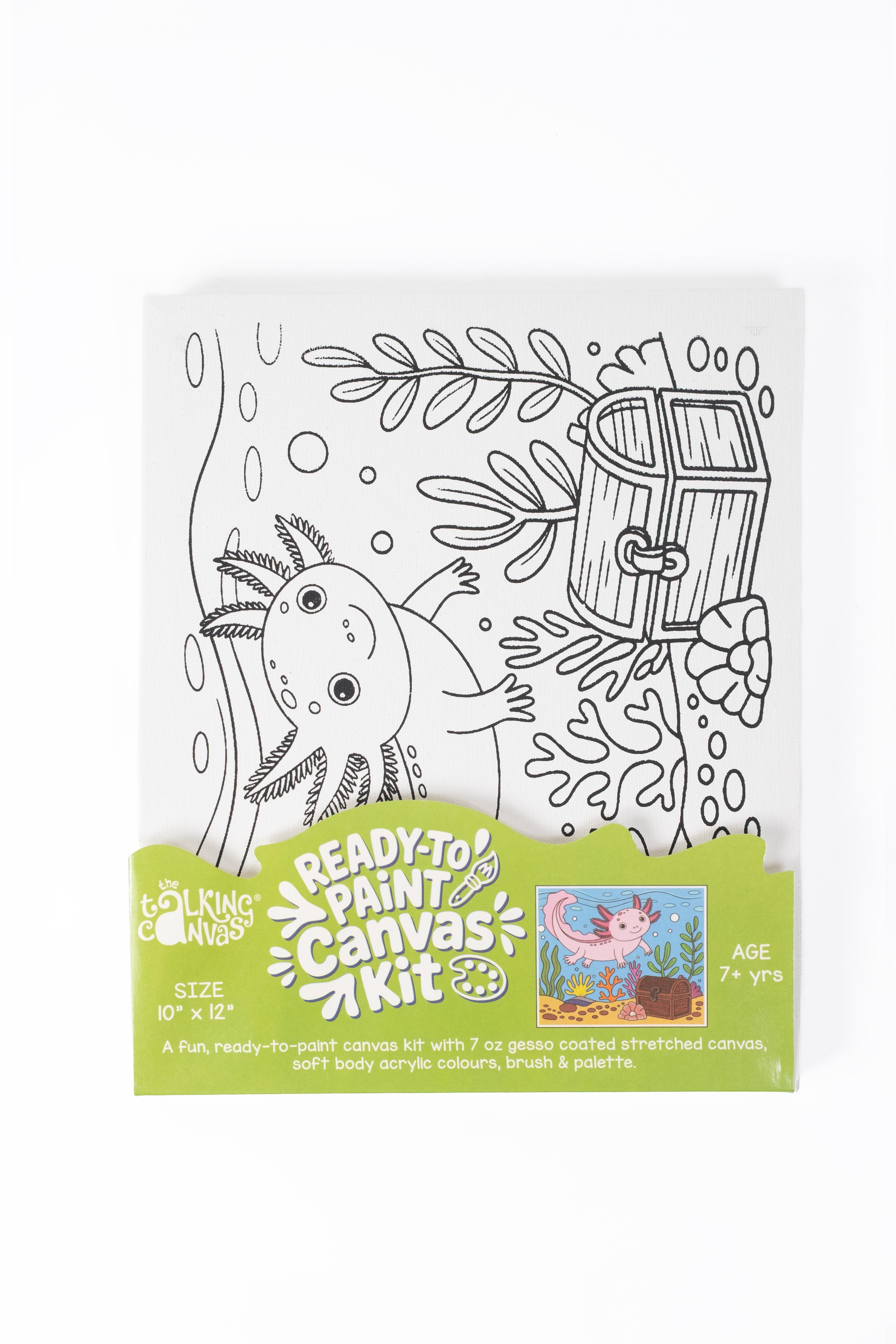 The Talking Canvas Stretch Canvas 10x12 Inch - Axolotl Ocean