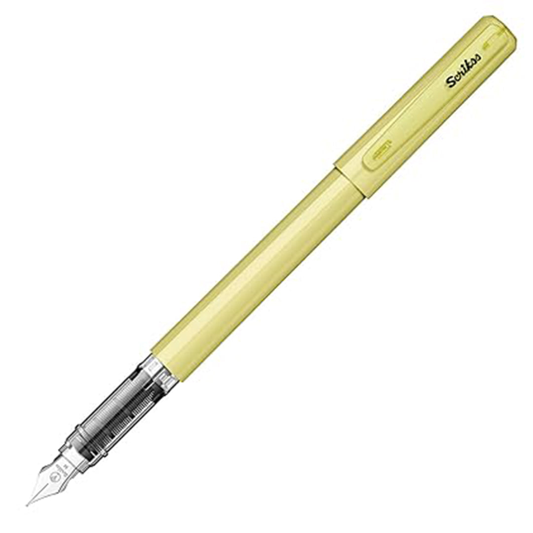 Scrikss Primeo Medium Nib Fountain Pen | 3 Cartridges Included | Stainless Steel Nib & ABS Body | Kiwi Green | in Blister Pack Scrikss
