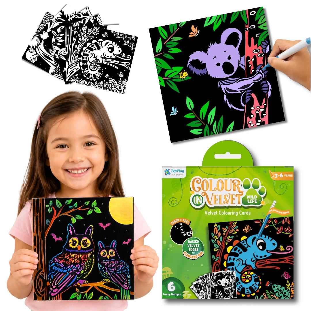 PepPlay Colour in Velvet - Wild Life | Mess-Free Colouring Fun | 3+ Years
