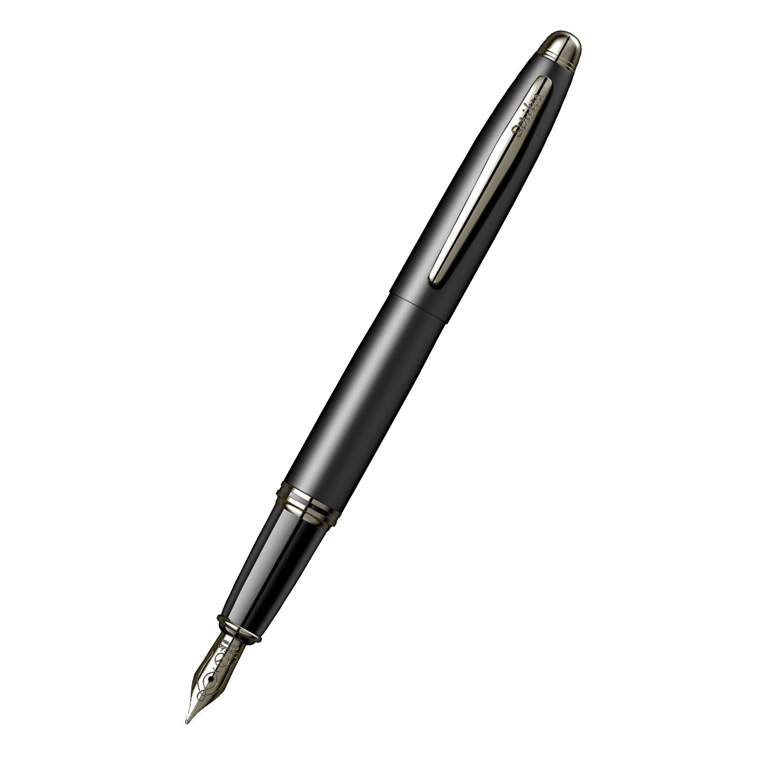 Scrikss | Knight 88 | Matte Black | Fountain Pen | Medium Nib With Iridium Point | Titanium Trim Scrikss