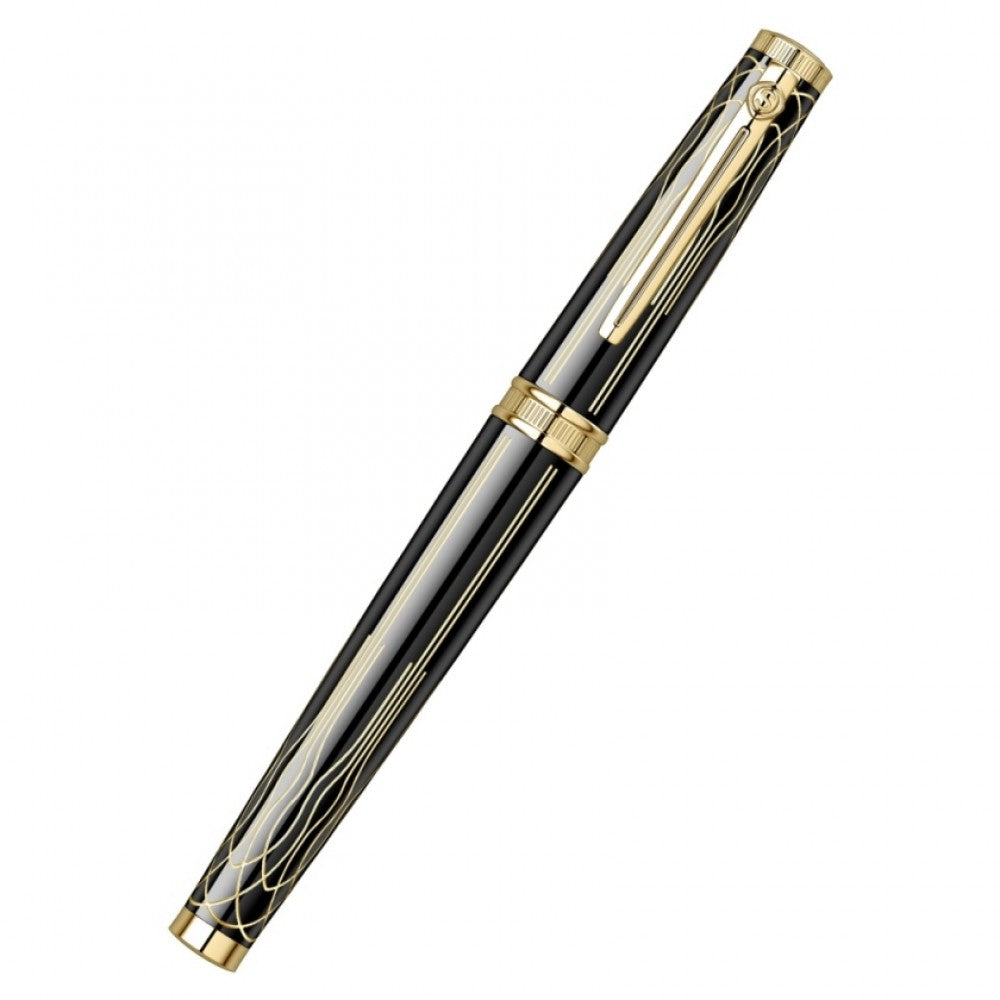 Scrikss | Heritage | Glossy Black | Roller ball Pen | 23k Gold Plated | 1.0mm Scrikss