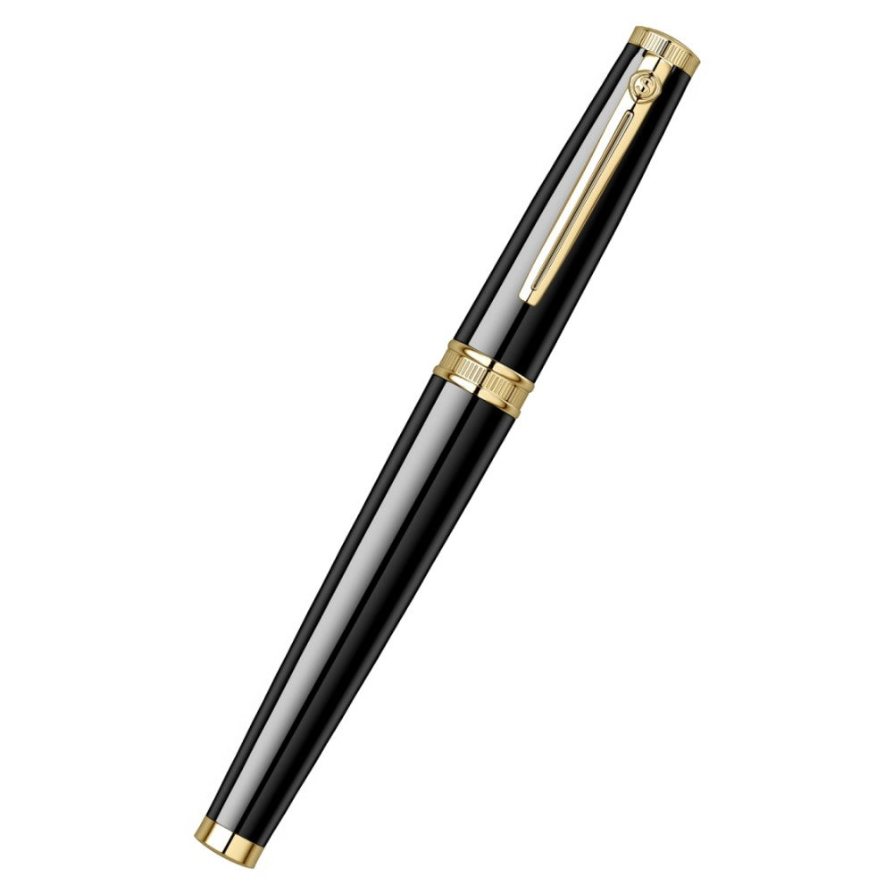 Scrikss | Heritage | Glossy Black | Roller Ball Pen | 23k Gold Plated | 1.0mm Point refill Scrikss