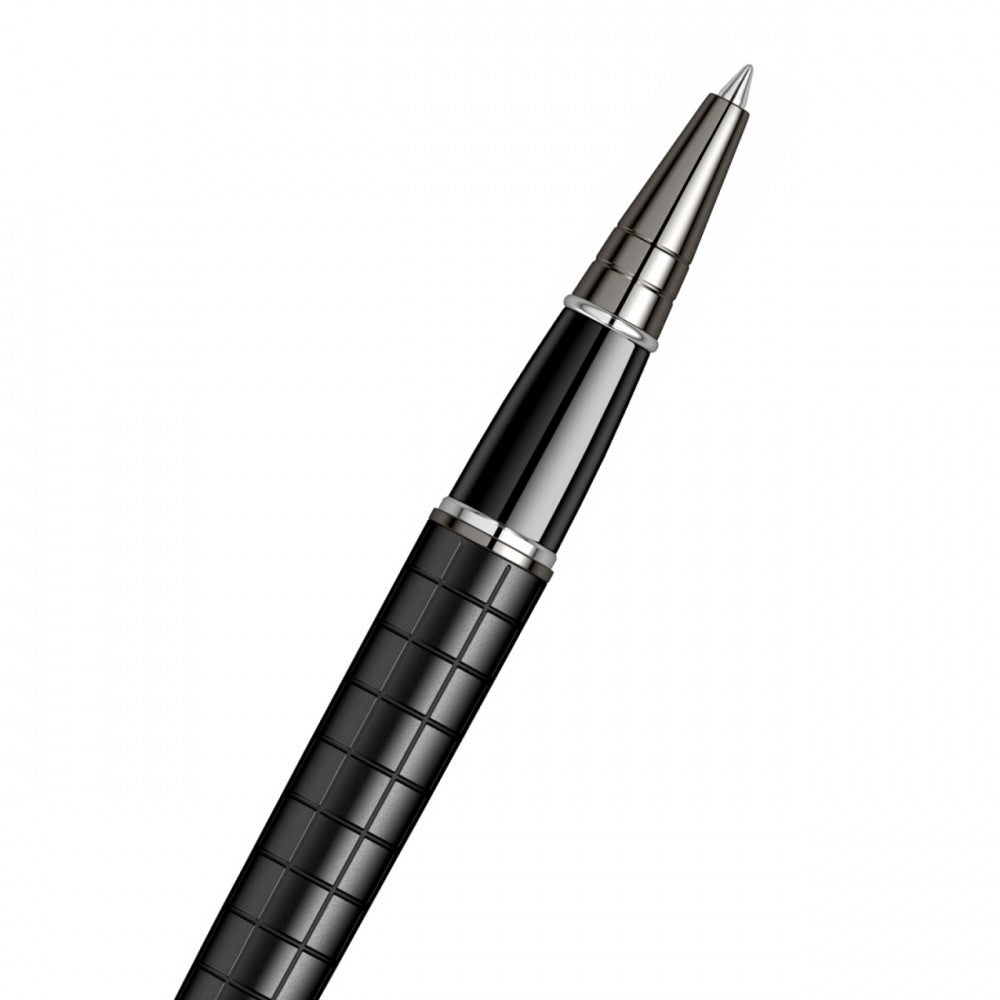 Scrikss | Honour 38 | Matt Black | Roller Ball Point Pen | Checkered Pattern Scrikss