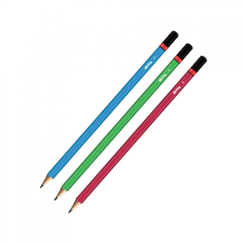 Rotring | Woodcase | HB Graphite Pencil | Core Assorted Colours | Blister Pack of 4 Wooden Pencils Rotring