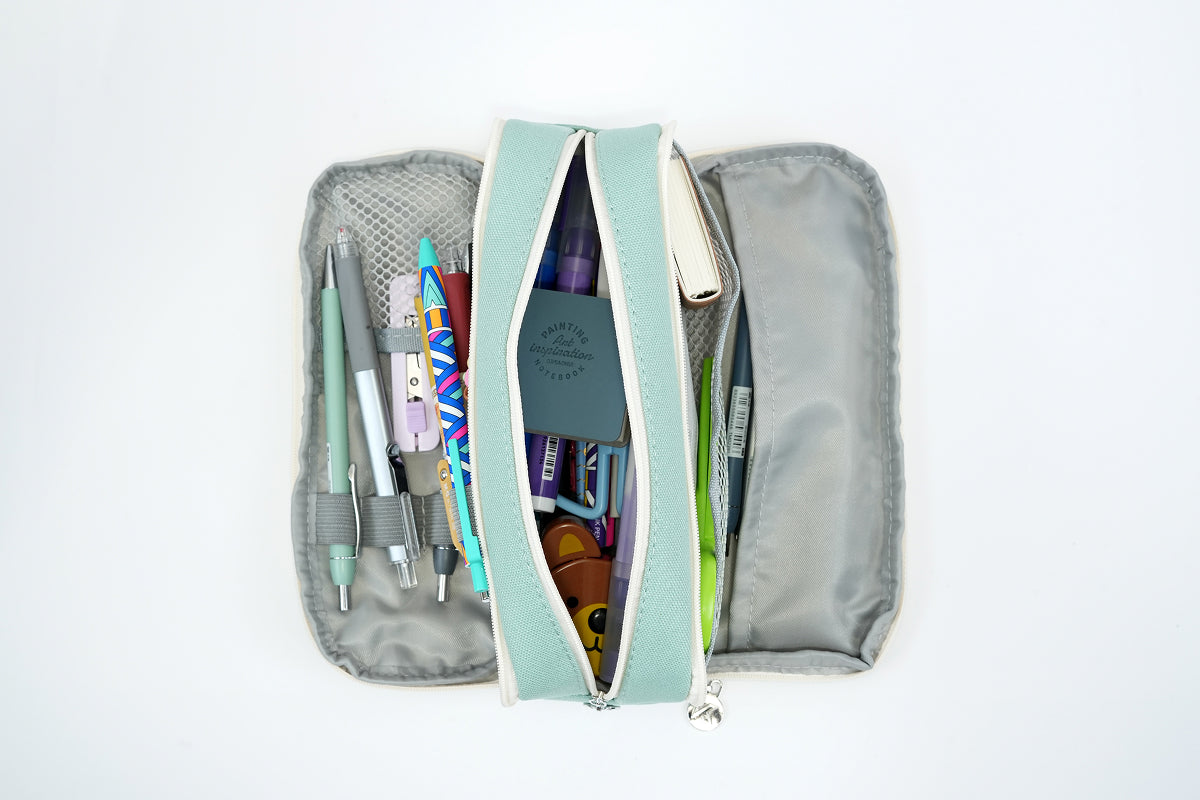 Tri-zip Organizer Pouch - Mint Green Kidgets