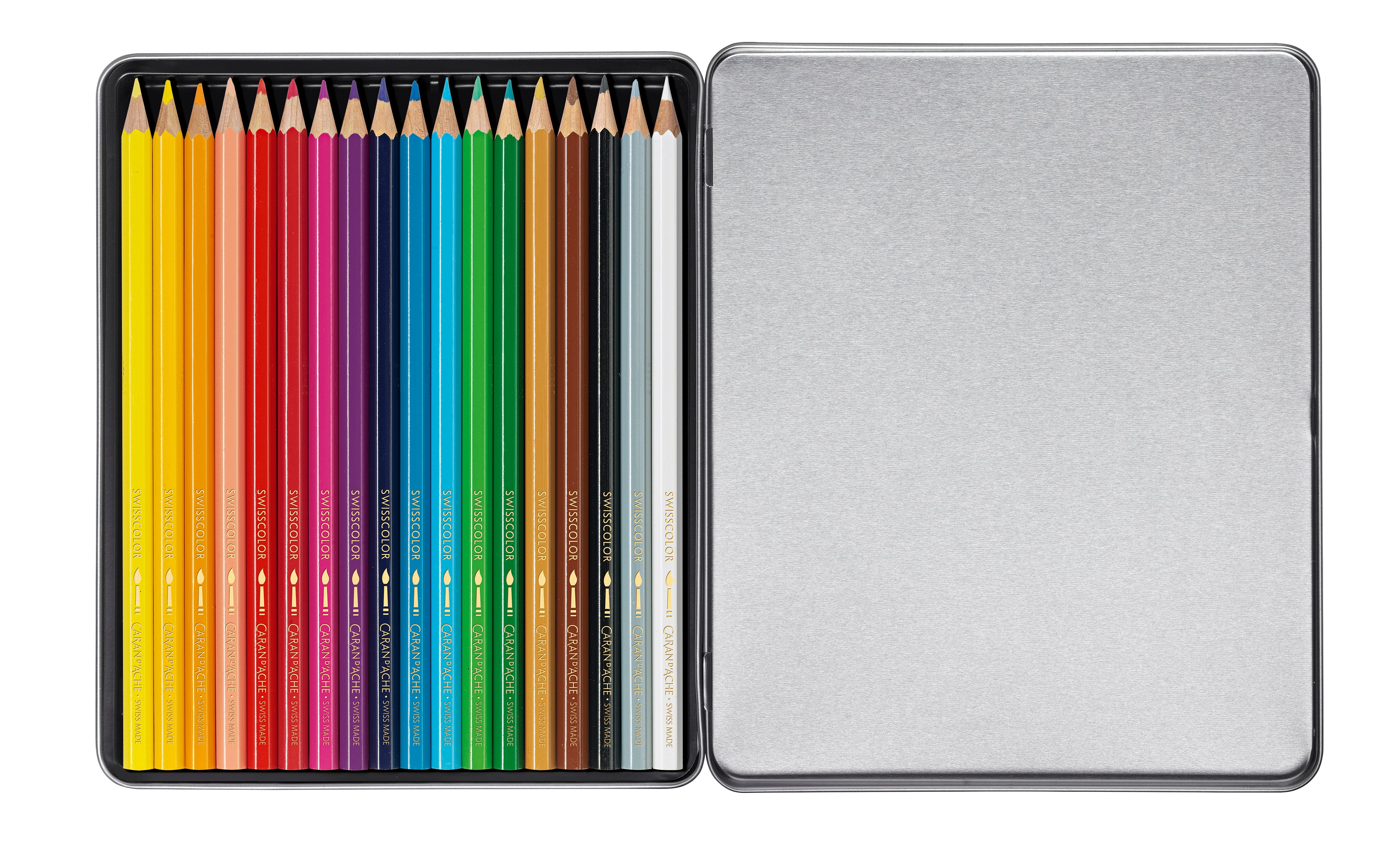 Caran D'Ache Water Soluble Pencils Metal Box 18 Shades