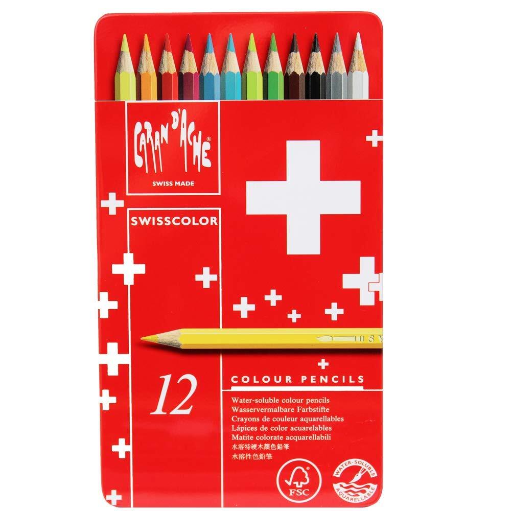 Caran D'Ache Swisscolor Watercolor Pencils 12 Shades