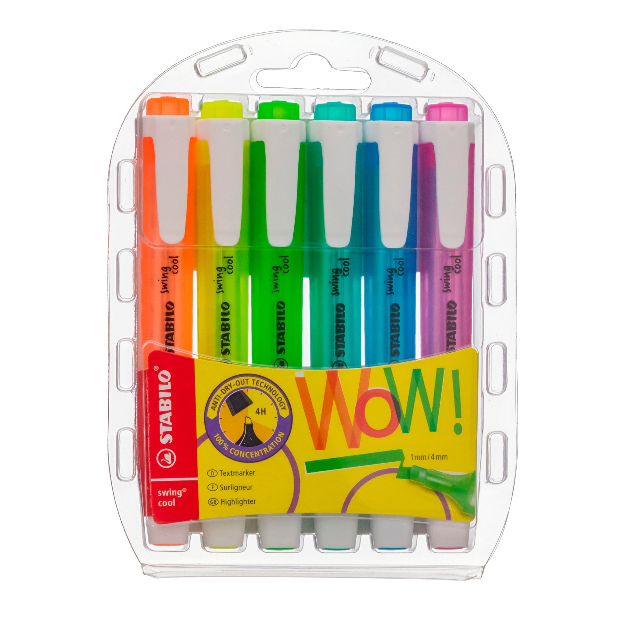 Stabilo Swing Cool Highlighter Pack Of 6 Wallet-Cardb Stabilo