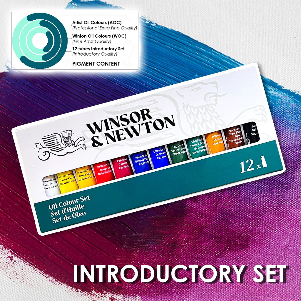 Winsor & Newton Introductory Set of 12 - Watercolour, Acrylic or Oil