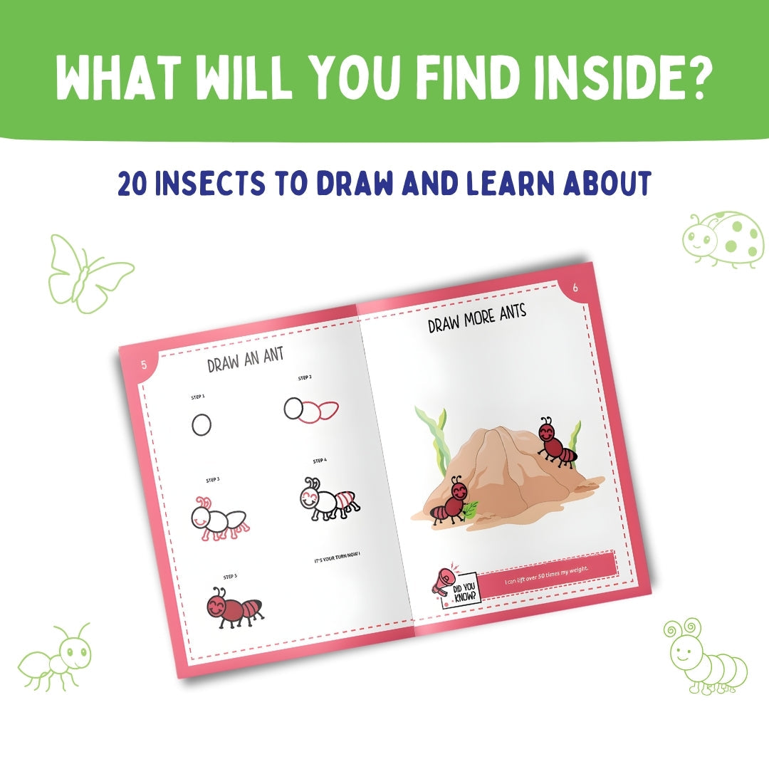 PepPlay Step By Step Drawing Book - Incredible Insects | Easy Drawing Practice for Kids | 5+ Years