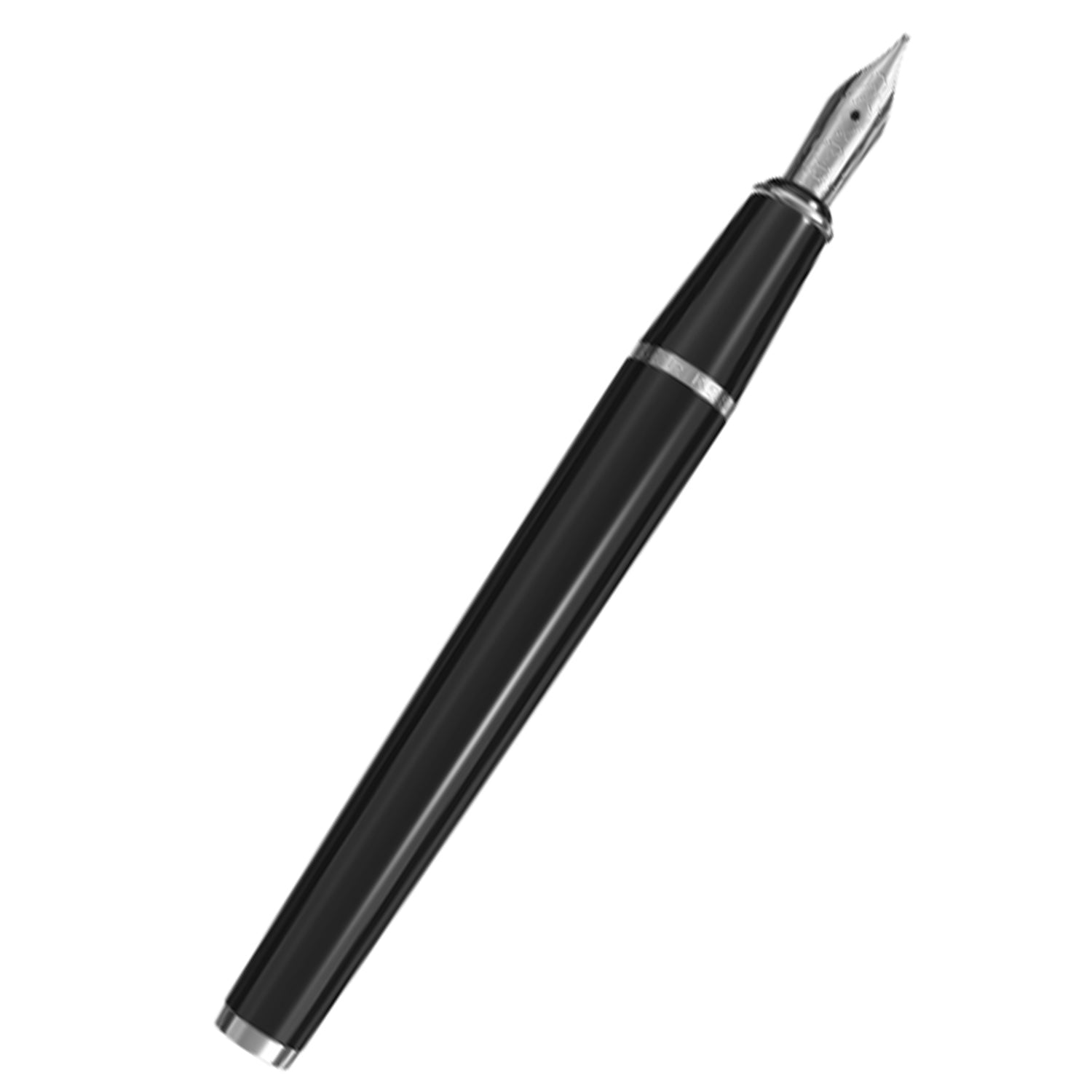 Scrikss Metropolis 78 Black Fountain Ink Pen With Medium Size Nib,Stainless Steel Cap, Chrome Trims, Mounted Converter Scrikss