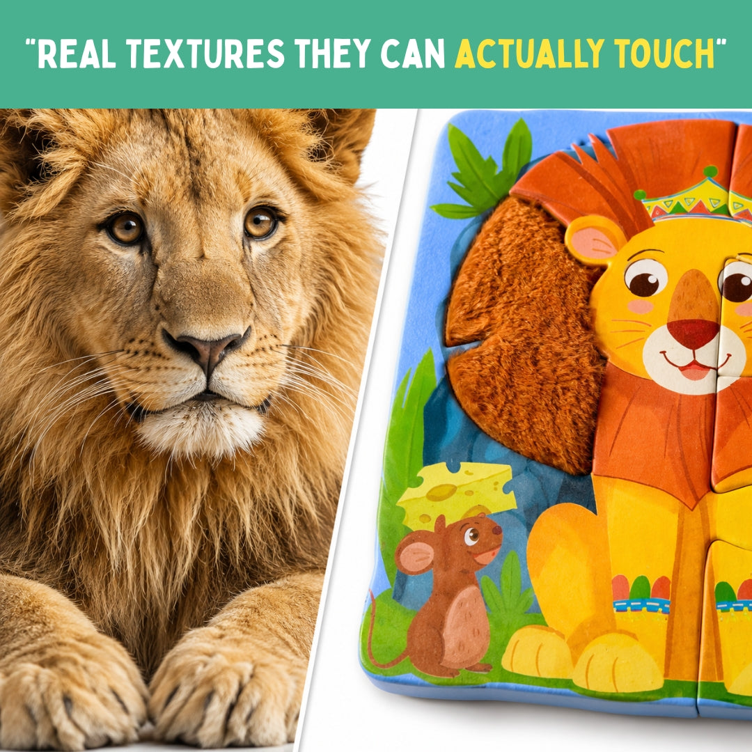 PepPlay My First Touch & Feel Puzzles - Wild Animals | Sensory Learning for Toddlers | 1+ Years