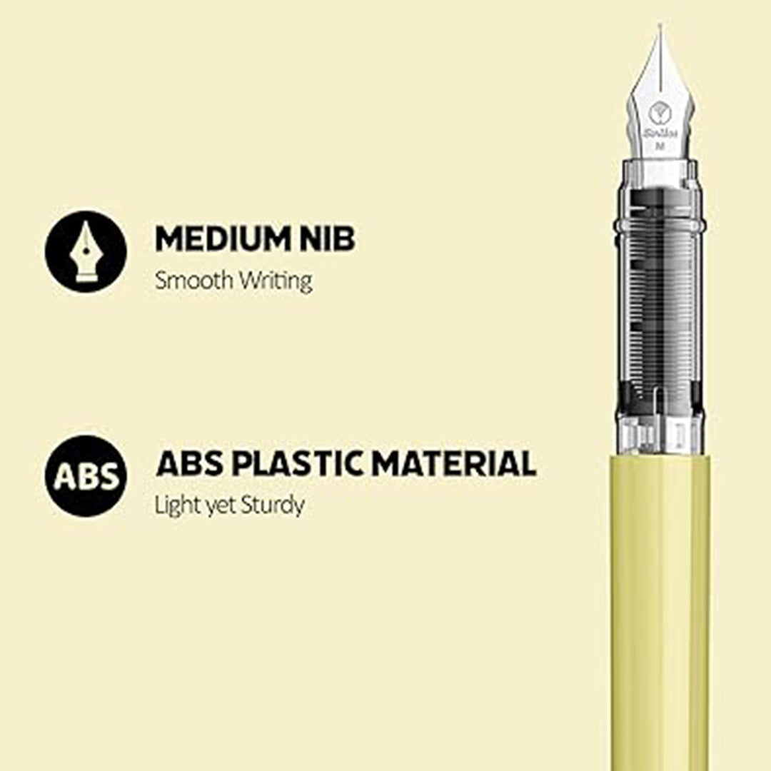 Scrikss Primeo Medium Nib Fountain Pen | 3 Cartridges Included | Stainless Steel Nib & ABS Body | Kiwi Green | in Blister Pack Scrikss