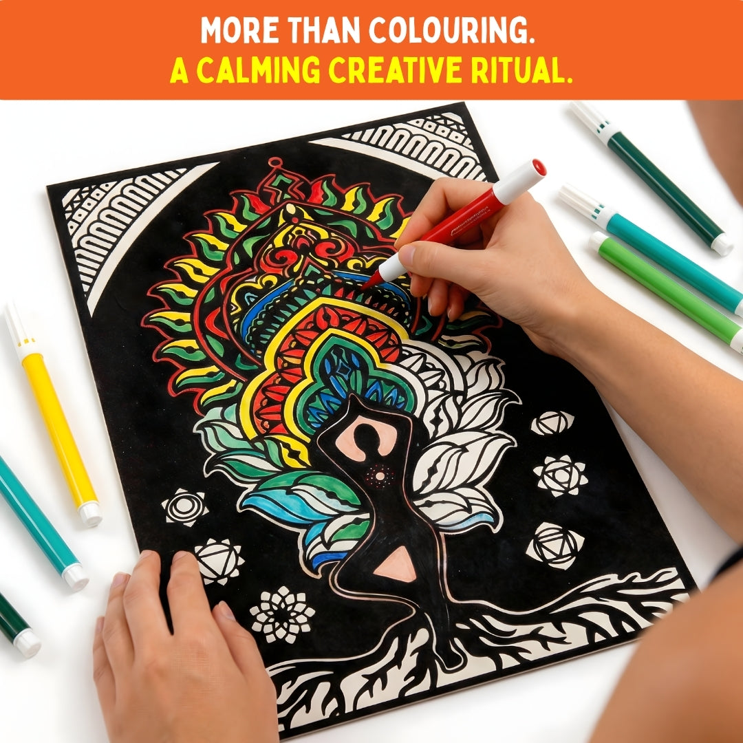 PepPlay Velvet Colouring Posters - Mindful Yoga | Creative Mindful Colouring | 8+ Years