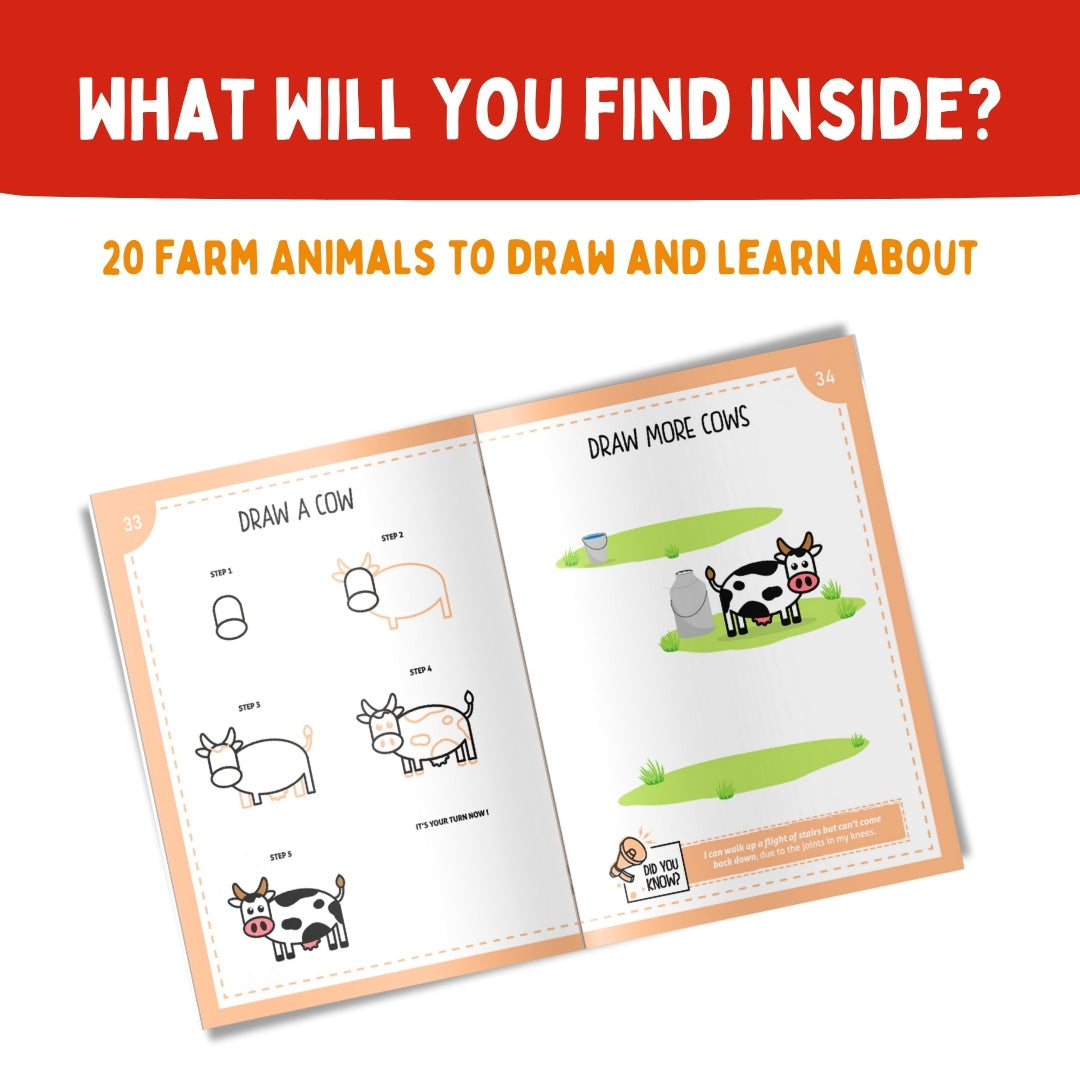 PepPlay Step By Step Drawing Book - Cute Farm Animal | Easy Drawing Practice for Kids | 5+ Years